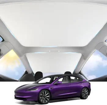 Sunshade Roof for Tesla Model 3 2024 Foldable Roof Shade for Tesla Model Y Accessories Front & Rear Shade Black/White