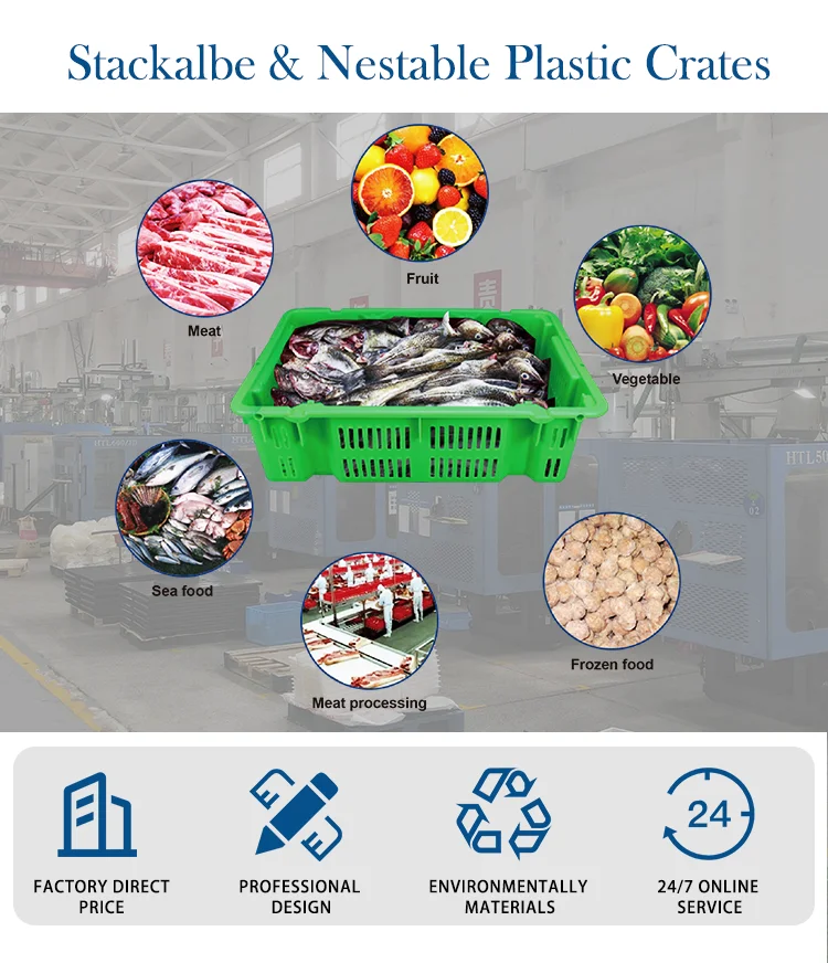 Customized Color Plastic Stackable Fish Storage and Transport Crates ...