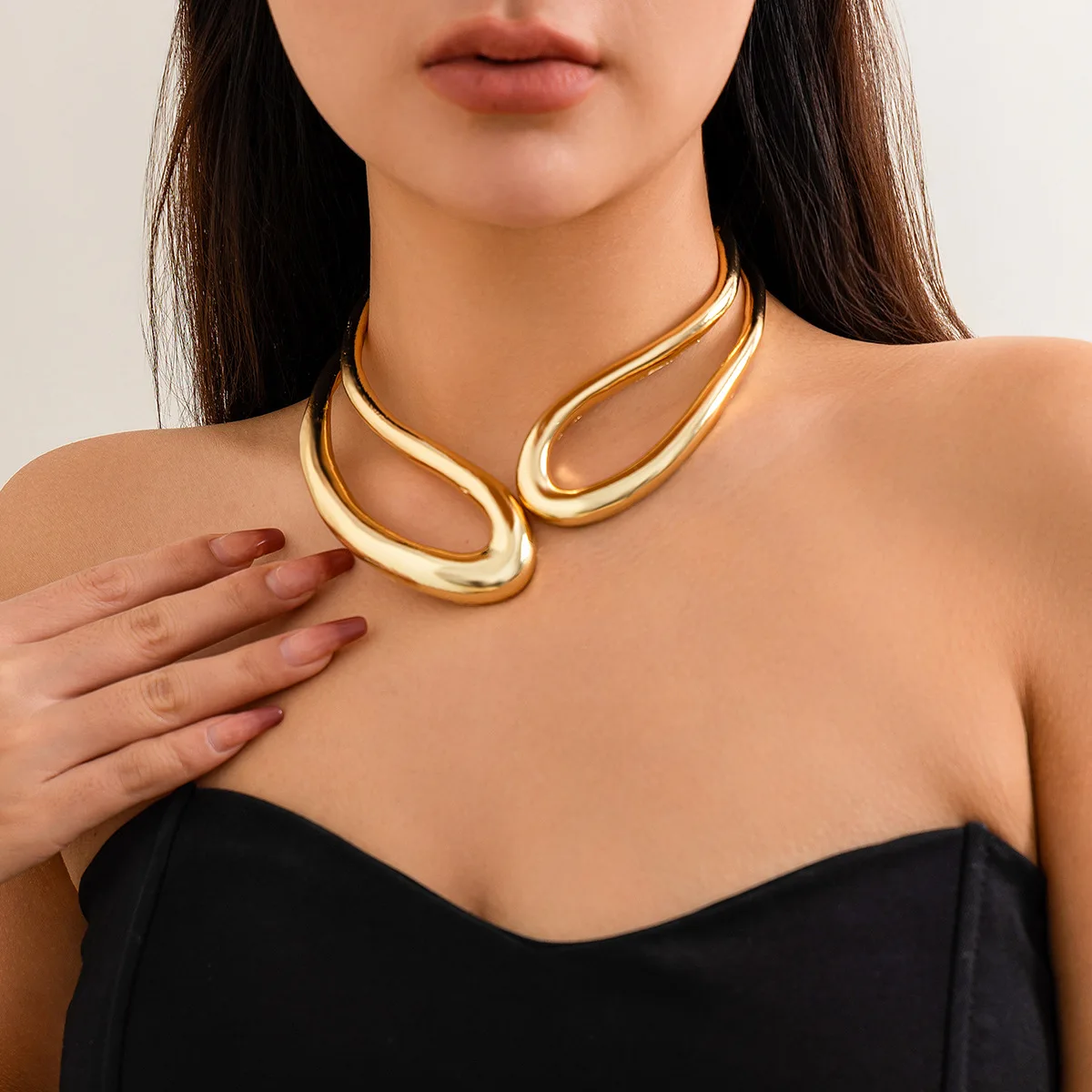 Exaggerated Design Gold Plated Irregular Fashion Jewelry Jewelry Sets Big Open Twist Knot Choker Necklace Bracelet Femme