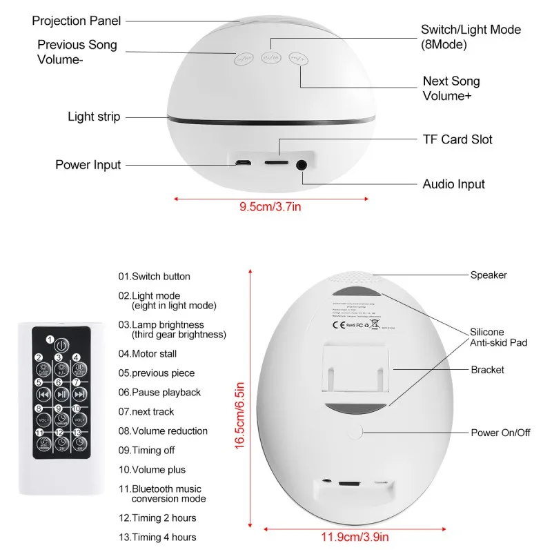 lucky stone projection lamp bluetooth