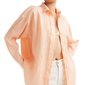 Custom High Quality Spring Autumn Causal Button Down Dress Shirts Mandarin Collar Women's Classic-Fit Long Sleeve Down Shirt