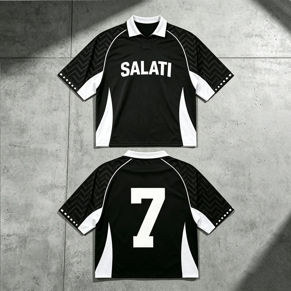 Wholesale Customized Logo Breathable Plus Size Short Sleeve Polo Neck Men Summer Retro Football Jersey