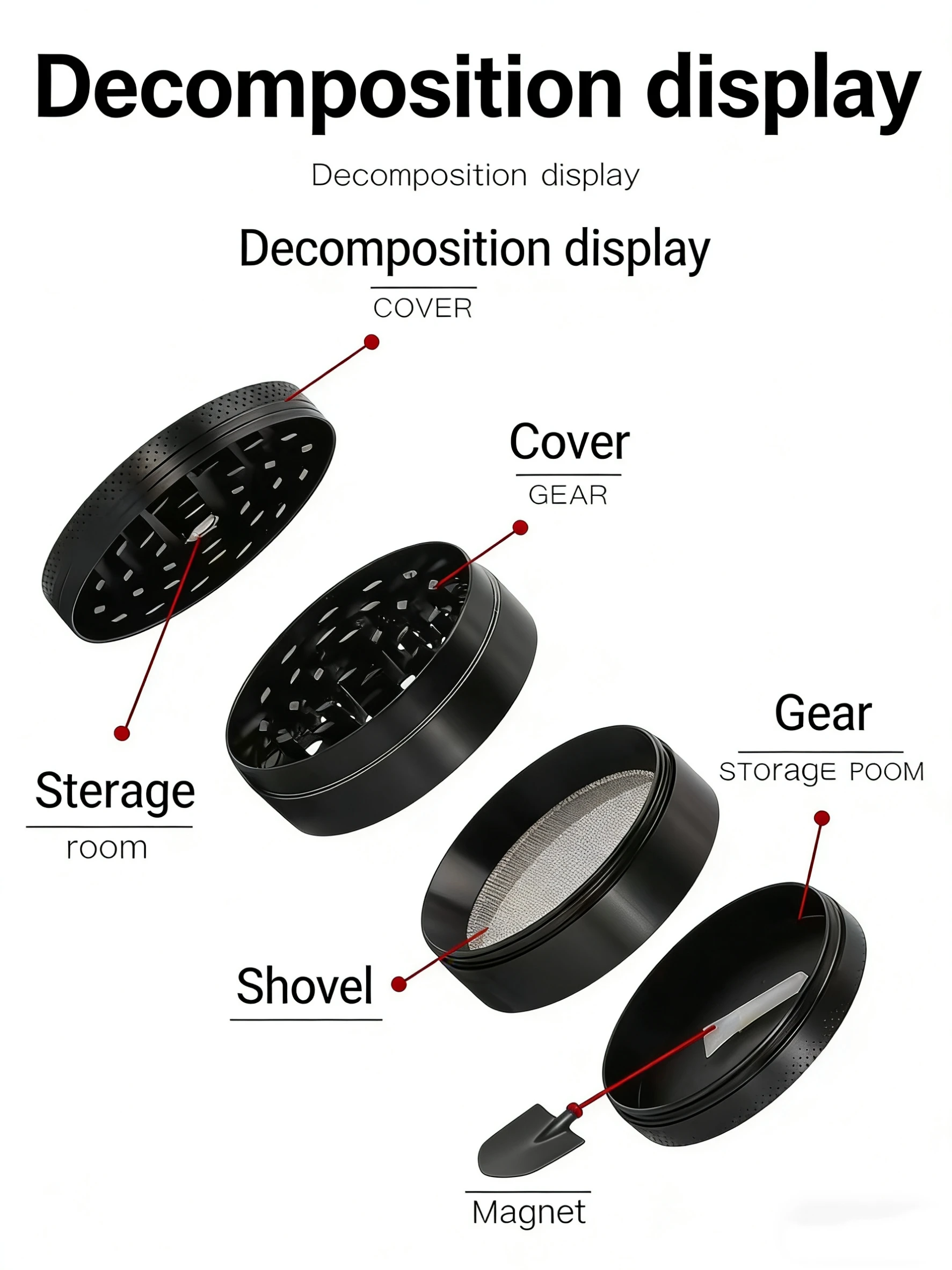 Factory Wholesale Zinc Alloy 4-Layer Flat Grinder 50mm Diameter Smoking Accessory with Customizable Logo preview 4