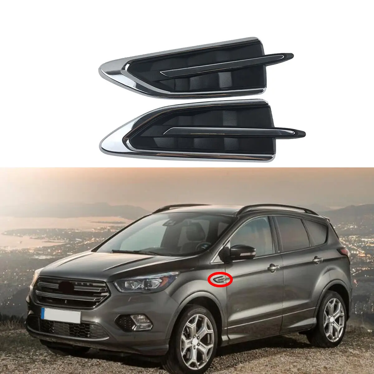 auto parts car body accessories chrome side fender marker molding trim for ford Escape Kuga 2017 2018