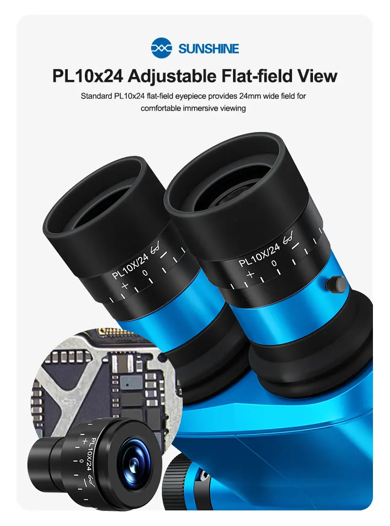 Microscope électronique SUNSHINE 71 Ultra Trinocular à zoom continu et fixe pour la réparation de téléphones mobiles et de bijoux