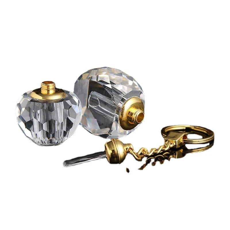 Simple Artificial Crystal Handicraft Essential Oil Bottle Keychain Transparent Geometric Perfume Bottle with Smell Incense Stick