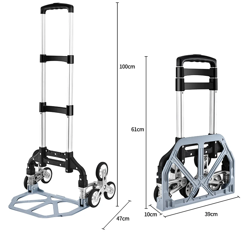 Stair Climber Hand Truck and Dolly, 176 Lb Capacity Heavy-Duty Trolley Cart with Telescoping Handle and TPR Wheels