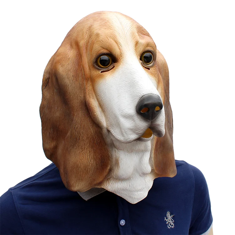头部面具哈巴狗面具乳胶花式派对狗cosplay动物全脸面具圣诞生日化妆