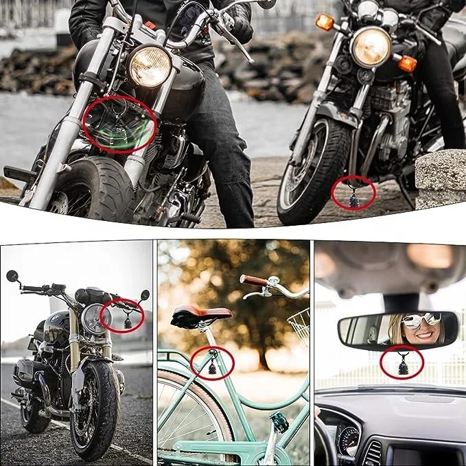 Metal Keychain Motorcycle Bell Guardian Angel With Good Luck Biker