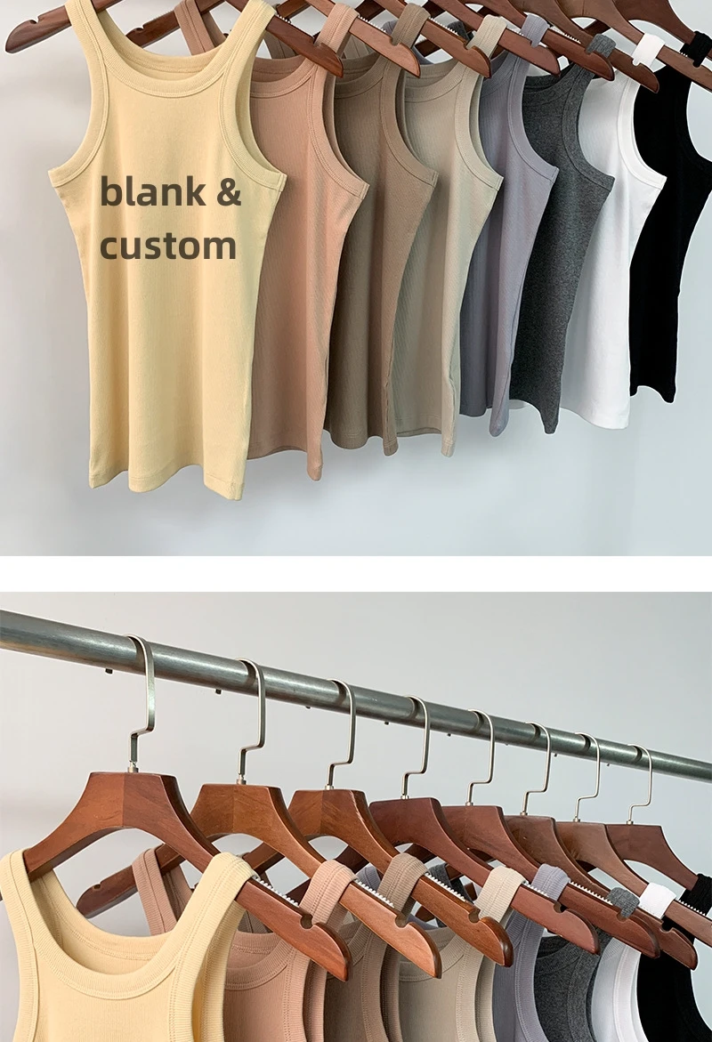 High Quality Lady's Tank Tops Rib Knit Crop Tank Tops Blank Custom