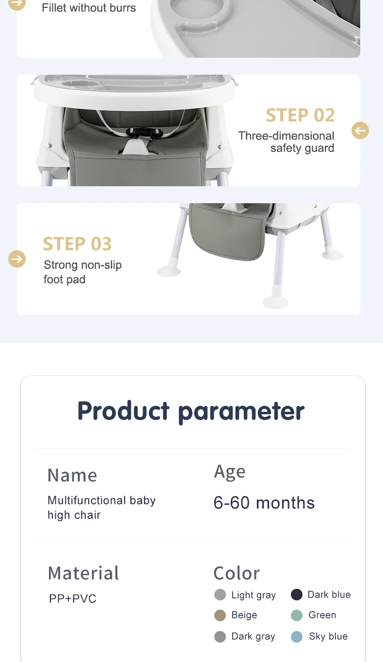 Baby High Feeding Chair Portable Kids Table Foldable Dining Chair