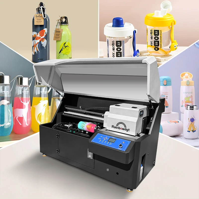 High-speed Customized Coffee Water Perfume Bottle Label Insulated Vacuum Cup Cylinder UV Printer360 Rotation Milk Tea Cup