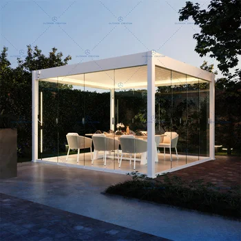 OEM/ODM Outdoor Aluminum Garden Pergola 3x4m 4x8m Manual Louvered Roof Gazebo Pavilion Waterproof Backyard Awning