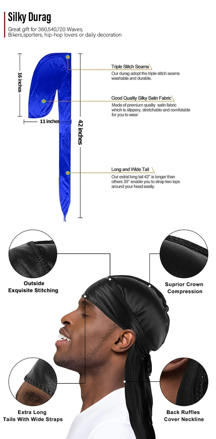 Custom Durags For Men Durag Silk Logo For Men Headscarf Cycling Quick ...