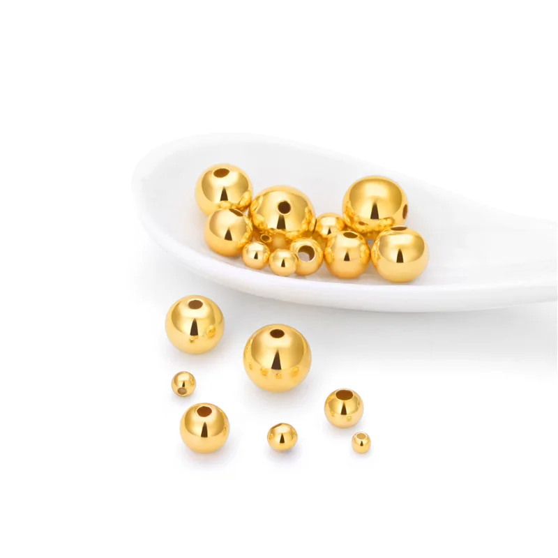 Wholesale 4mm 925 Sterling Silver Beads Gold Plated