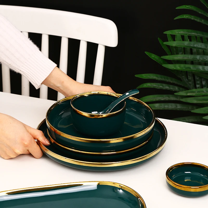 High Quality Light Luxury Nordic Ceramic Tableware Set-Safe Weddings Dishwashers Includes Rice Noodle Fruit Salad Ramen Bowls details