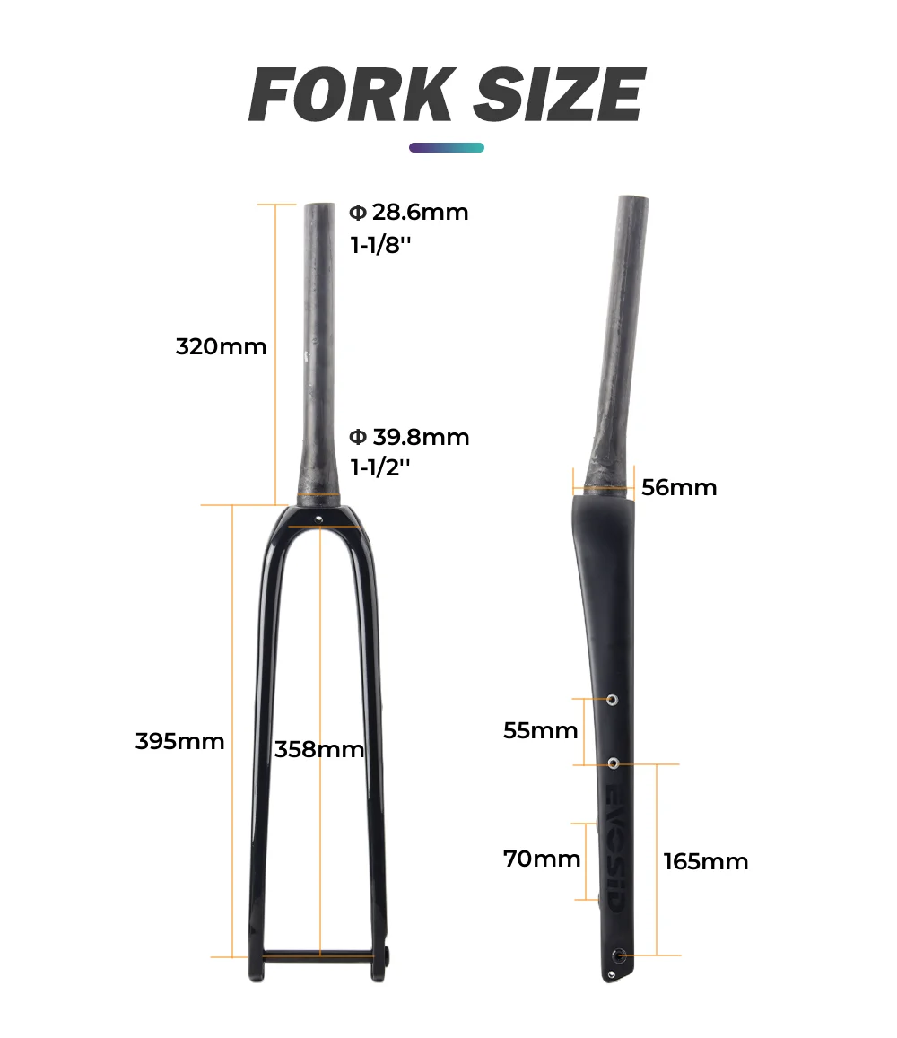 Evosid Gravel Fork Full Carbon 28.6mm Disc Brake Bike Fork 700*45c Thru