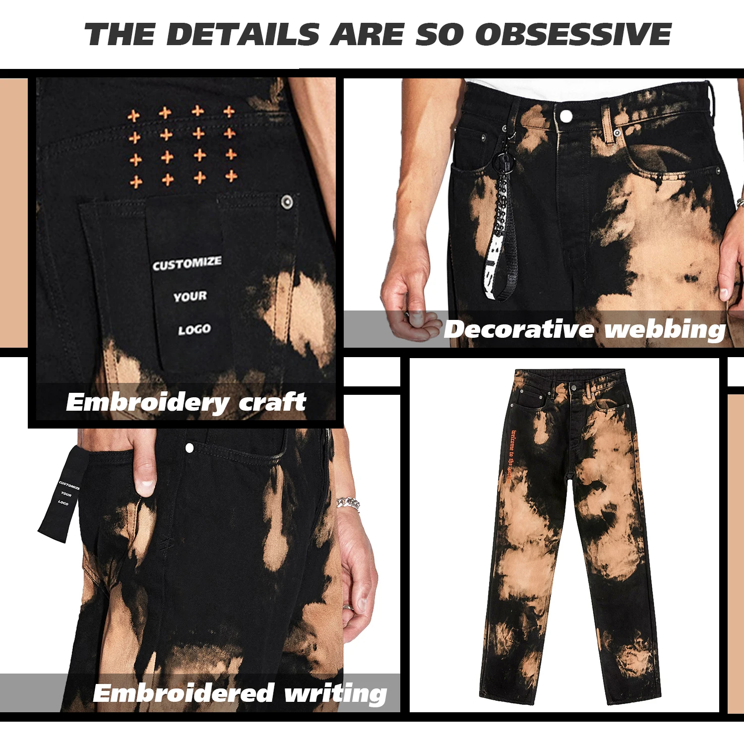 Dropship Wholesale Streetwear Mens Denim Jeans Loose Fit Jeans Straight