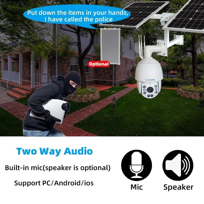 Surveillance Products Zoom Human Detection Two Way Audio IP66 Sim Card 4G Solar Camera High Speed Dome 1080P 5MP 4G Cloud Camera