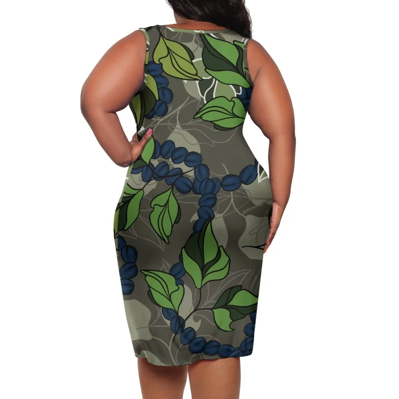 Kukui Nut Tree Hawaii Summer Sleeveless Women Dresses Wholesale in Bulk Custom Sexy Skirt for College Girls Female Beach Dress