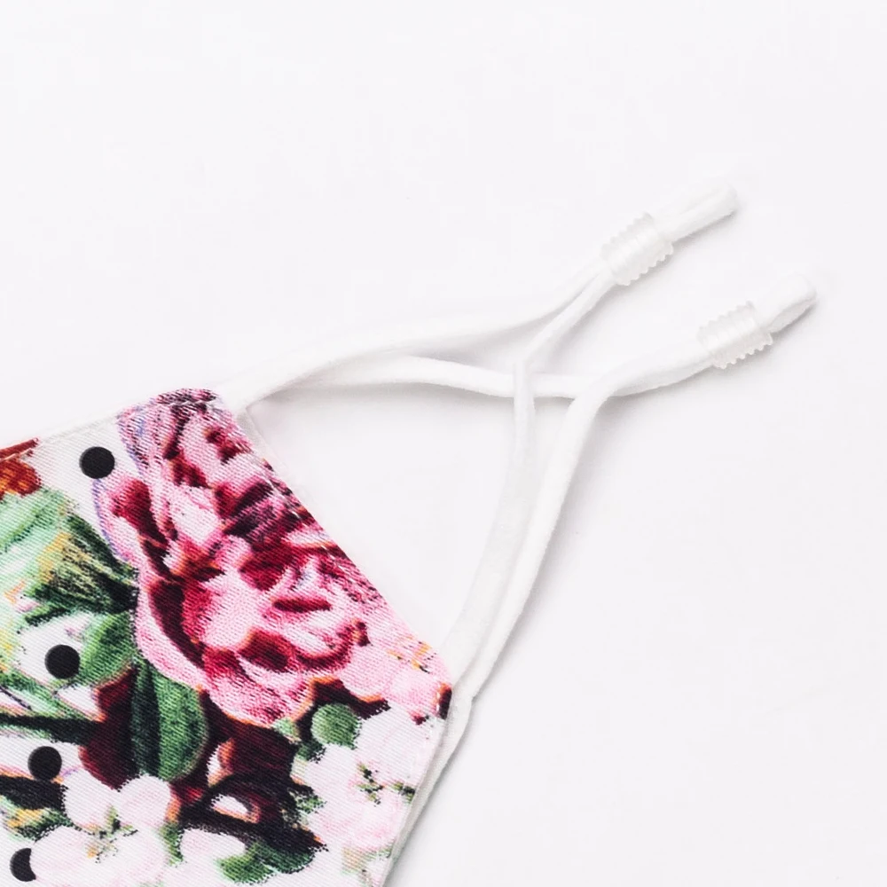 Hot Sale Nice Sweet Pot Dot Flowers Print White Soft Cotton Facemask Reusable Party Face Maskes Black Friday for Women