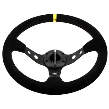 Drift 14Inch Deep Universal Racing Suede Steering Wheel Rally Car JDM Leather Steering Wheel Volantes For VW HONDA TOYOTA BMW