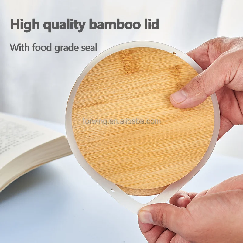 Hot Selling Airtight Clear Grain Kitchen Storage Borosilicate Glass jar Food Storage Container With Bamboo Lid supplier