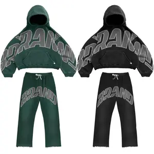 Oversized Winter Streetwear Hoodie Sweatpants Sets Print Letter Pullover Sweatshirt Sports Suit Unisex Tracksuits OEM Sweatsuits