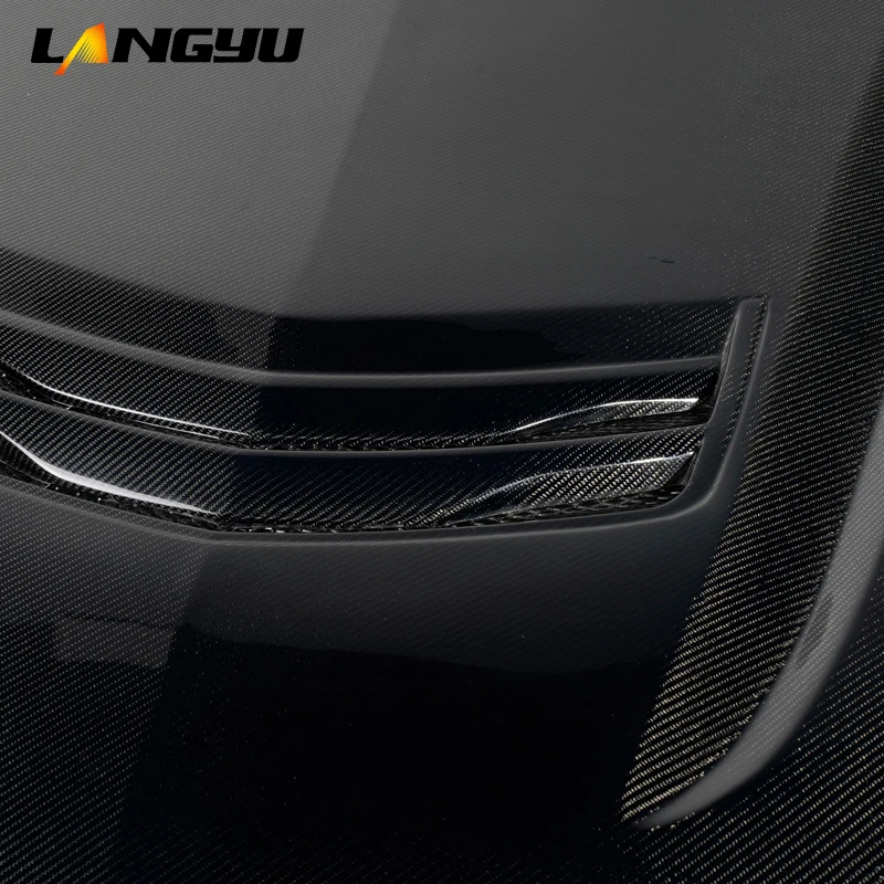 Langyu Car Modification Parts Cadillac Front Bonnet Carbon Fiber Engine Cover for Cadillac CT4 Upgrade V Style Engine Hood
