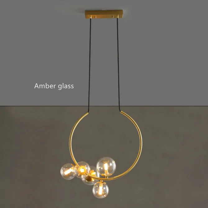 Nordic creative glass ball ring chandelier simple restaurant cafe  room decoration chandelier pendant