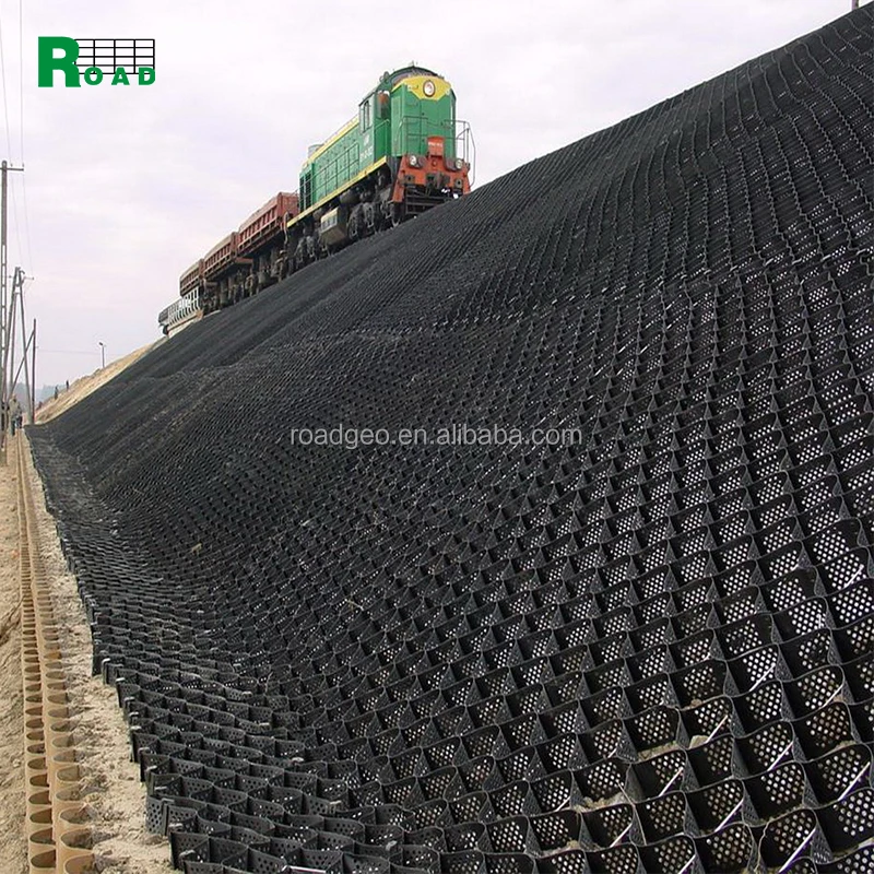 Astm Standard HDPE Geocell  Geo Cell Road Grid Gravel Honeycomb Gravel Driveway Highway Railway Geocell Slope Retain Wall