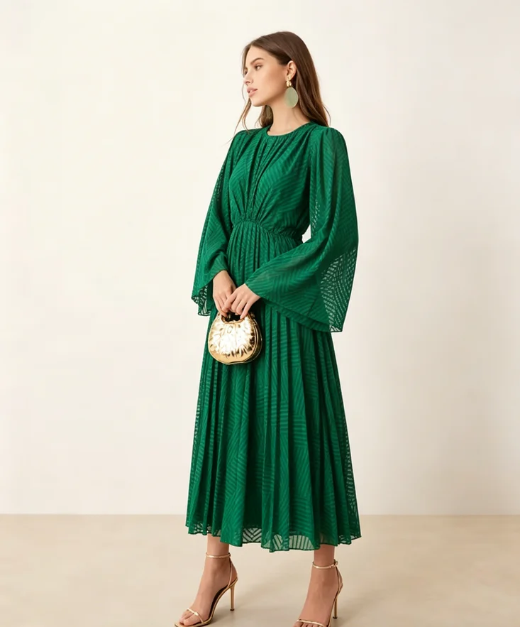 emerald green bridesmaid dresses amazon BABARONI Pleated Chiffon Bodice Long Gown with Straps Emerald, Emerald / US0 main image 0