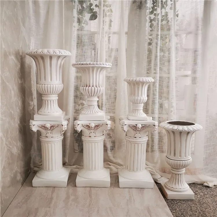 Modern Indoor Large Floor Standing Vase Flower Pots Giant Fiberglass Vase for wedding flower arrangements