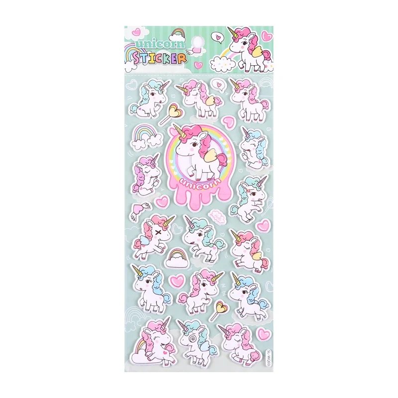 
SHANLE оптовая продажа, милый Единорог, пышная наклейка, Мультяшные животные, пенопластовая наклейка, Детские Канцелярские Декоративные наклейки 