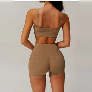 YIHUA Active Wear 4 Pieces Sports Bra Top Yoga Jacket Workout Sets for Women Sportswear Gym Fitness Set