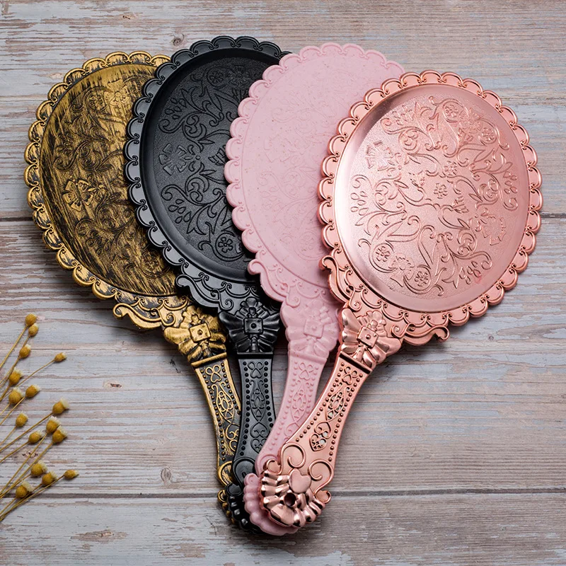 Saiyii Wholesale Gold Silver Black Oval Retro Hand Mirror Cosmetic