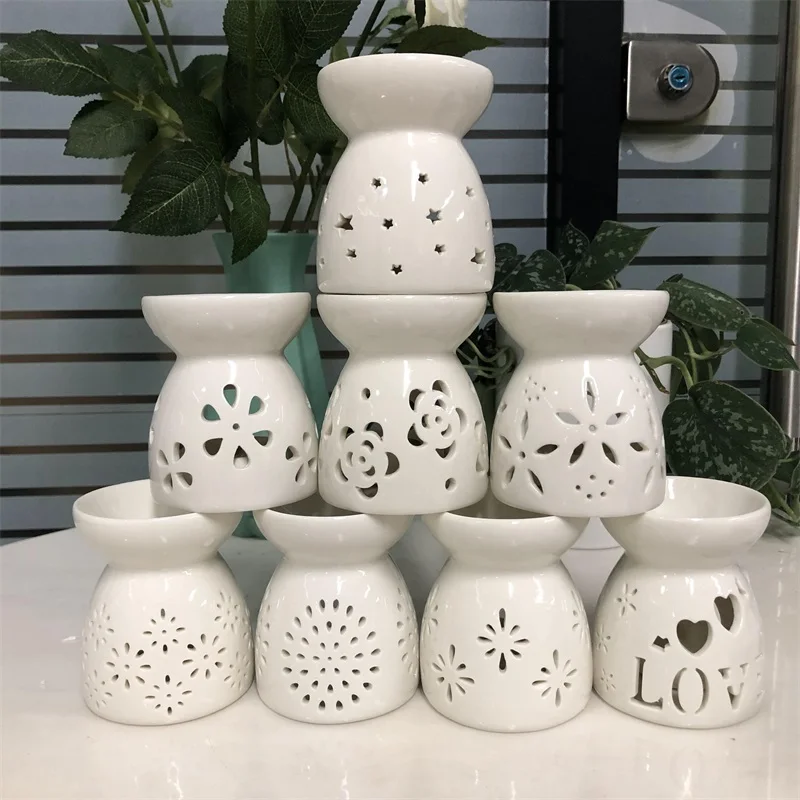 Lampada Aromatica In Ceramica Con Portacandela – Bruciatore Per Oli Essenziali E Cera, Altezza 11 Cm
