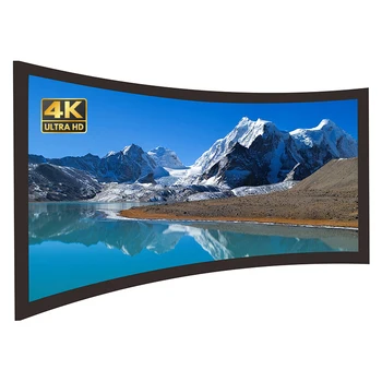 Curved Video Projector Screen 4K Projection Screen 90-200 Inches 3D Motorized Aluminum Alr zsmscreen GS360C Series 16:9 16:10