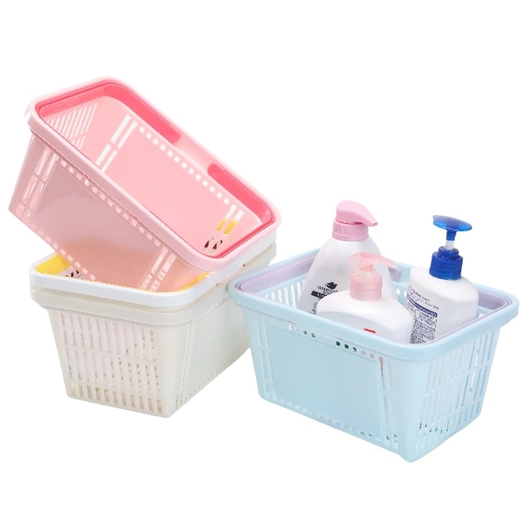 Wholesale Plastic Basket with Handle Desktop Storage Basket Cute Custom Basket Shopping Cart Stores Fruit shop Supermarket