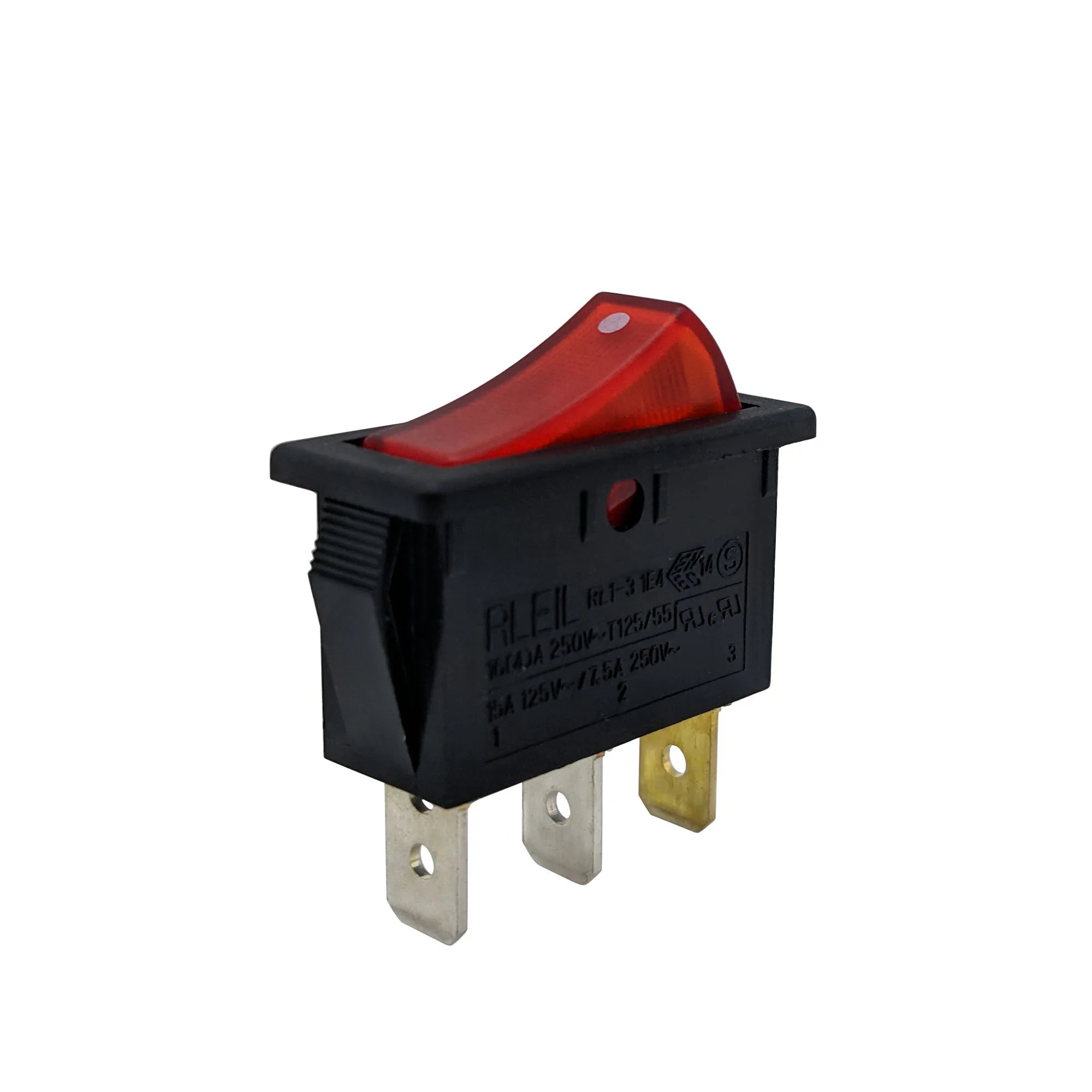 Multi-color 16(4)A 250VAC T125/55 1E4 on OFF SPST Illuminated Rocker Switch