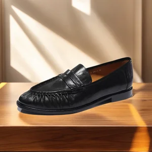 Factory Direct Sales Comfortable Slip-On Women's Casual Leather Flat Loafers Flats with Genuine Leather Insole for Daily Wear