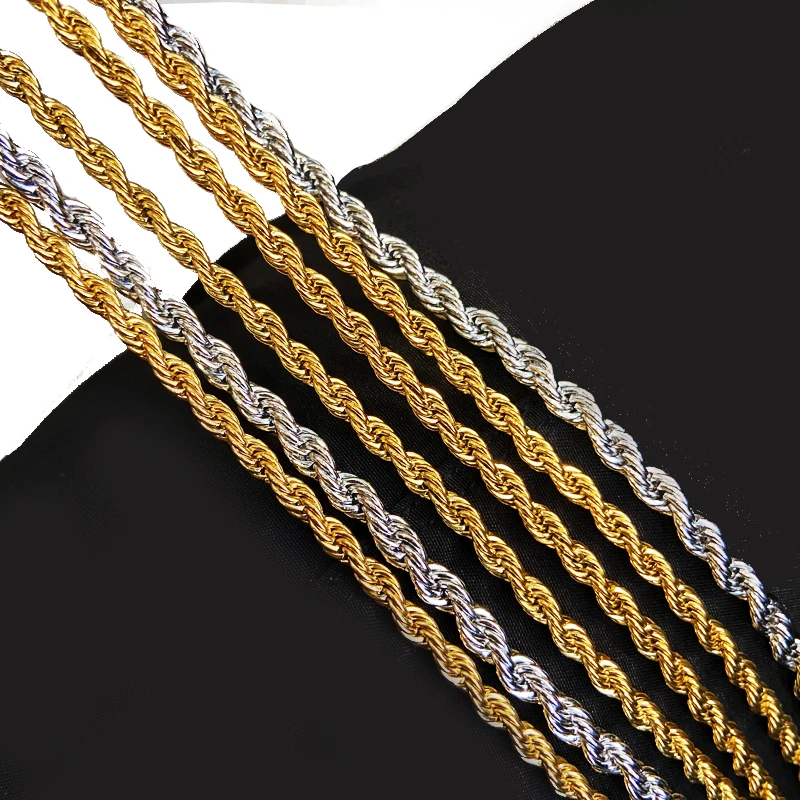 thumbnail image 2 of 18k Gold Filled 50cm Solid Twist Wave Rope Chain Necklace - 3mm Thick, Made In Australia 2 of 3