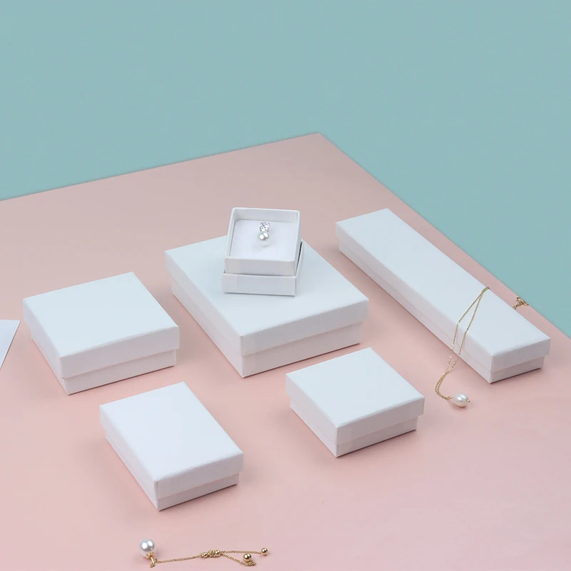 Plain White Texture Paper Jewelry Packaging Box With Logo - Buy White ...