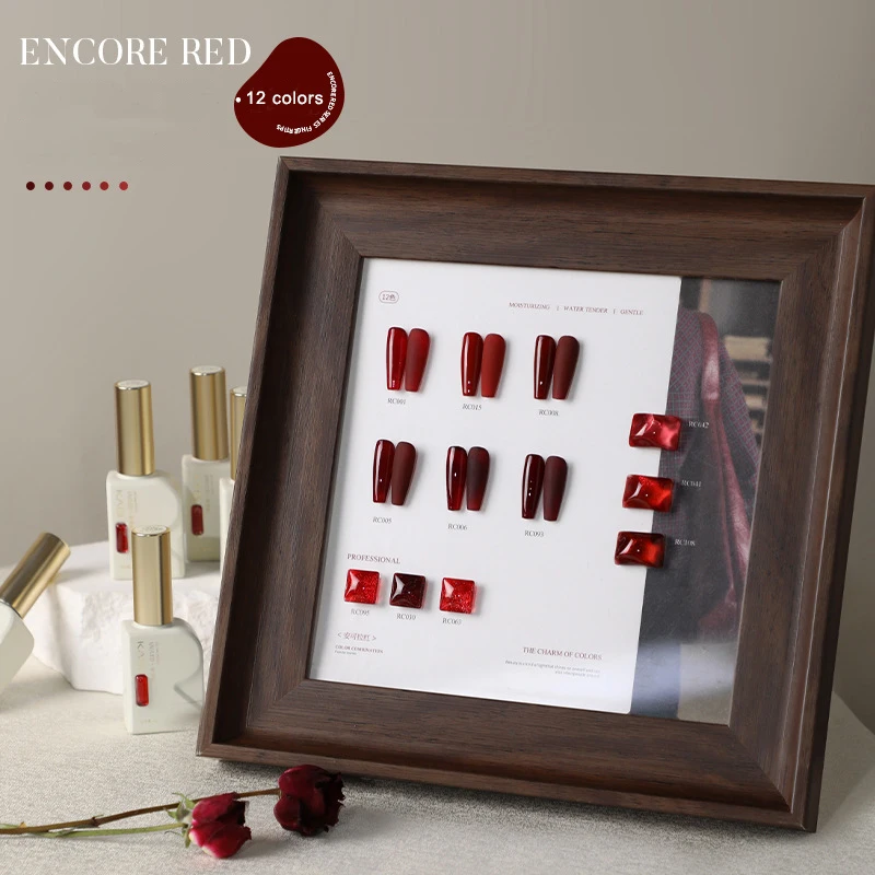 Newest Reflective Semi Permanent Encore Red Gel Nail Polish Color UV Cat Eye Gel Nail Manicure Varnish
