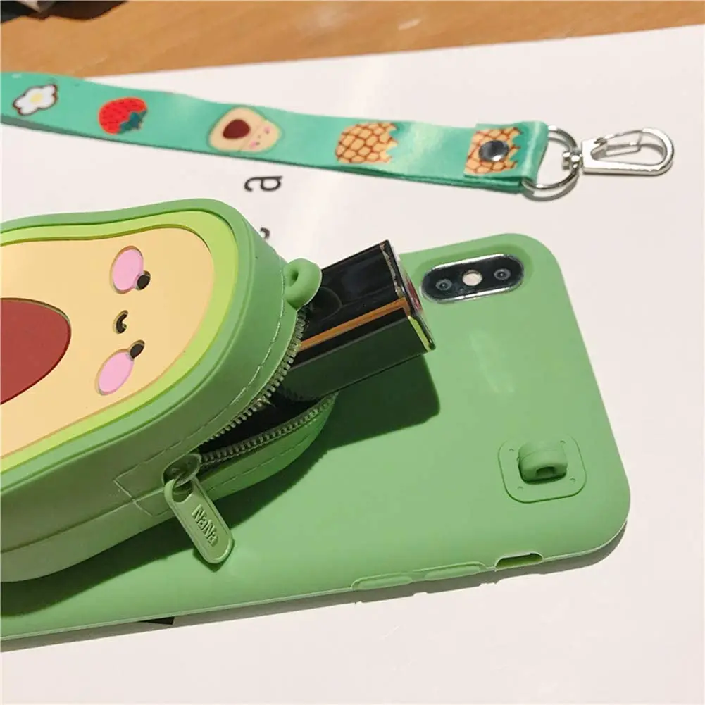 Carton Avocado Coin Case for IPone for iPhone 11 11pro Max Designer Phone Case Funny Silicone Soft Case for Phone