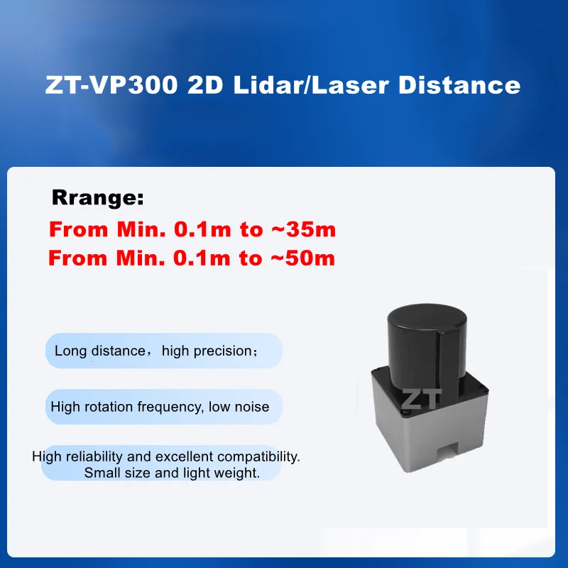 50m distance high precision and high rotation frequency low noise and small size light weight range 3D lidar sensor