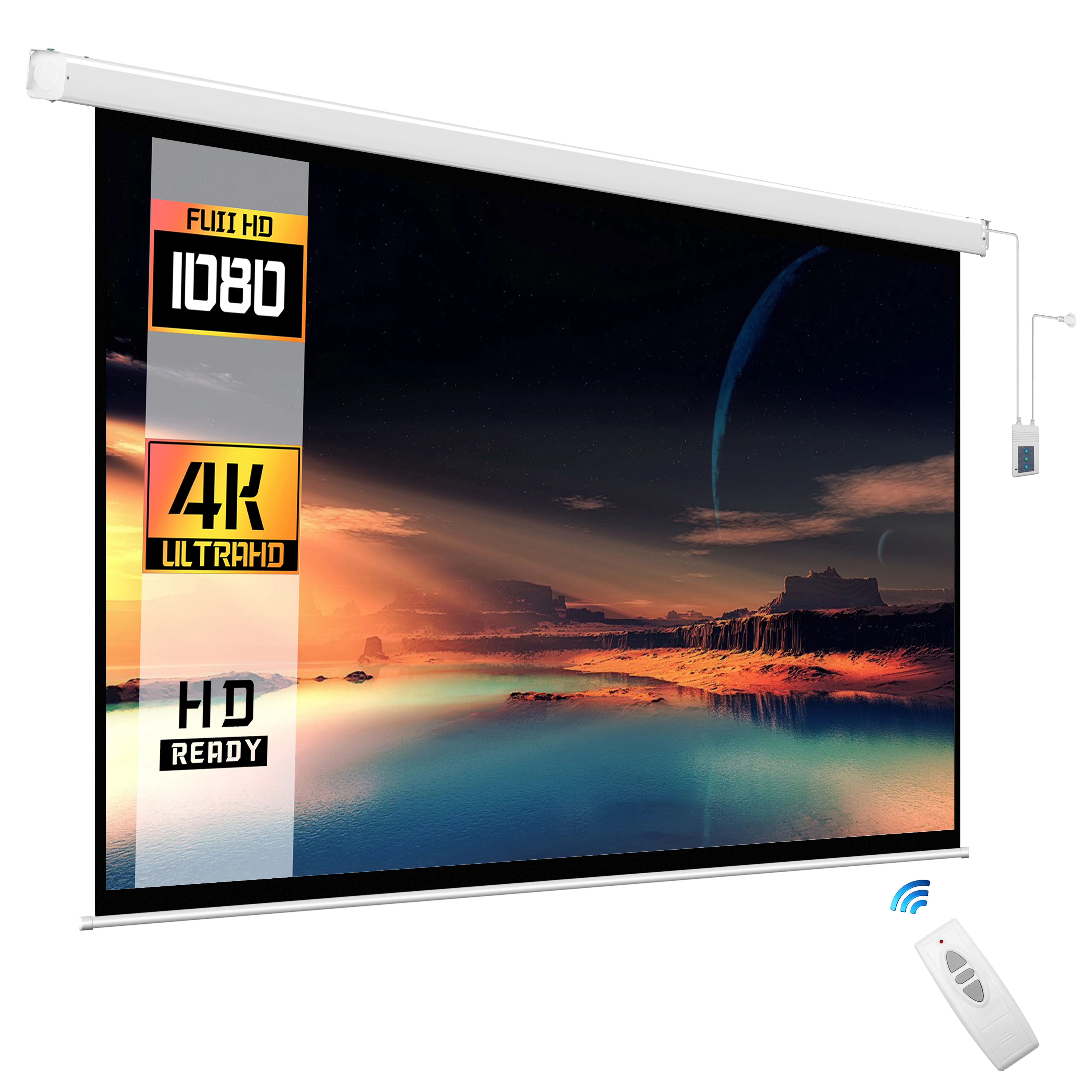 【100インチ】4K対応 プロジェクタースクリーン 16:9 壁・天井取付可 XJK高品質壁天井取り付け電動プロジェクタースクリーン150インチ16:9 4