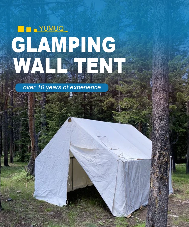 Yumuq Glamping Canvas Fire Proof 10 Person Wall Tent With Stove,Large