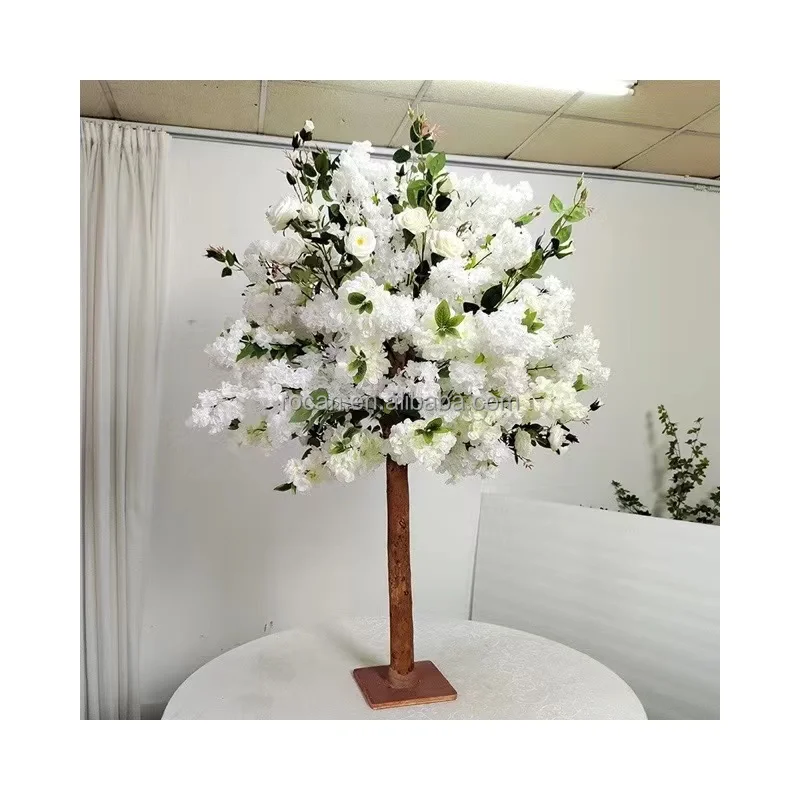 Customized Size 1m Sakura Table Small Big Artificial Red White Pink Plastic Silk Cherry Blossom Tree for Wedding Event Deco