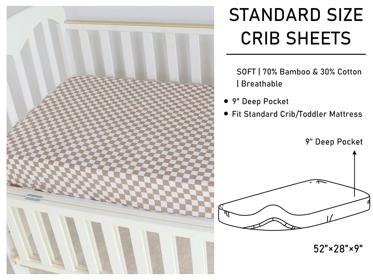 Customized Organic 70 Bamboo 30cotton Muslin Crib Sheet Checkerboard